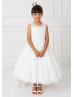 Illusion Neck Beaded Lace Tulle High Low Flower Girl Dress Illusion Neck Beaded Lace Tulle High Low Flower Girl Dress